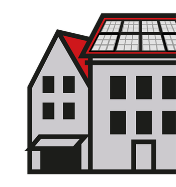 Illustration Häuser mit PV-Anlage auf dem Dach